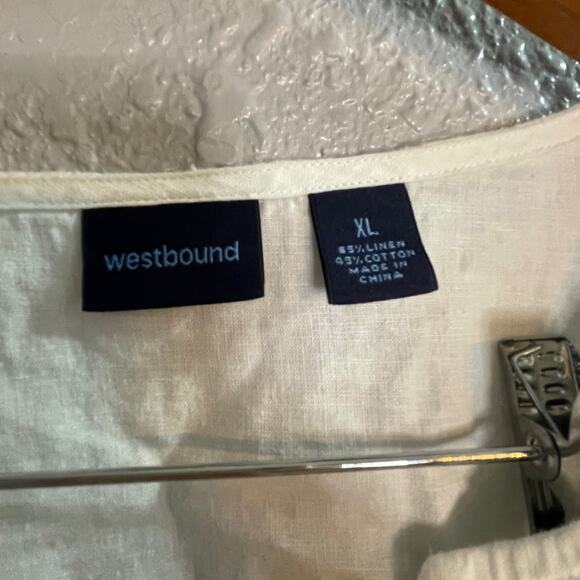 Womens Westbound Linen Cotton Blend White Tunic Size XL - Picture 3 of 5